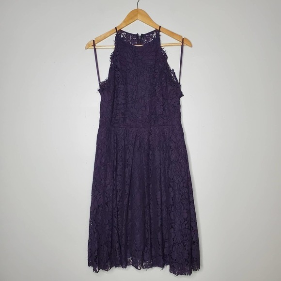 Asos High Neck Halter Lace Dress Navy Size 10 - Picture 9 of 9